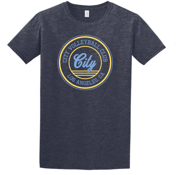 Heather Navy Round City Logo T Shirt