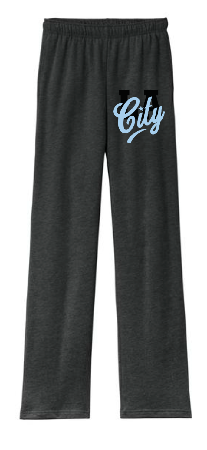 Dark Heather Gray Wide Leg Sweatpants with City Logo
